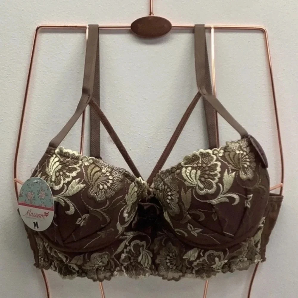 SEXY FEMININE LACE FLORAL PUSH UP BRA MEDIUM